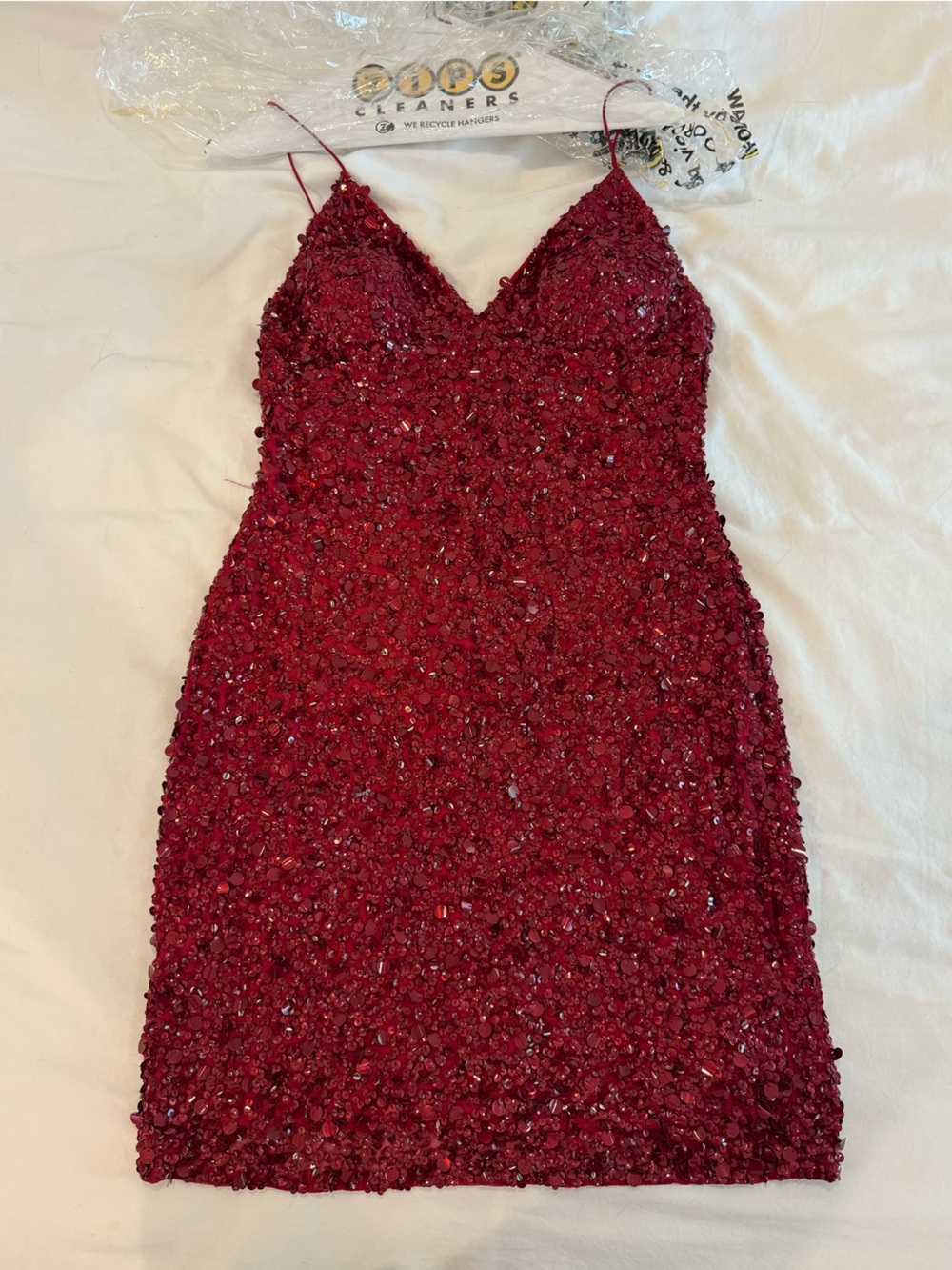 Ruby Red Sequin Spaghetti Strap Dress